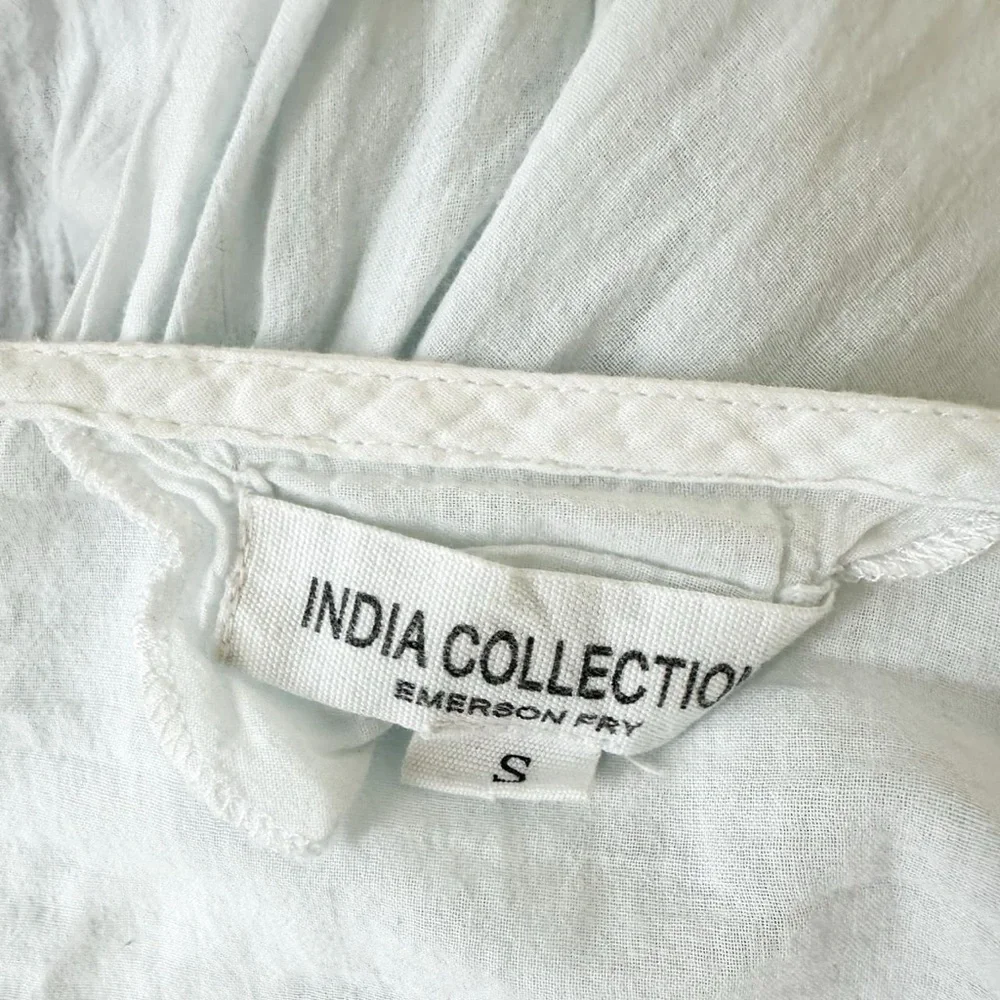 Emerson Fry India Collection Embroidered Cotton Tie Front Peasant Blouse small - Picture 6 of 7